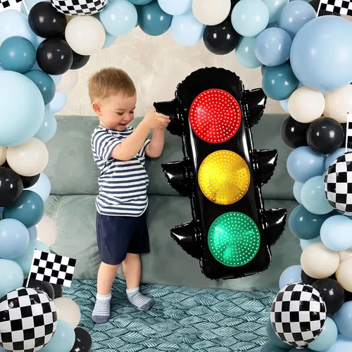 Vista 3 de Globos de semáforo para decoraciones de fiesta de cumpleaños