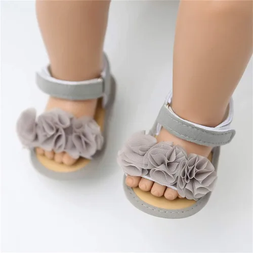 Vista 2 de Timatego Sandalias de verano para bebés y niñas con suela suave de flores, zapatos de vestir para cuna, recién nacidos, para recién nacidos