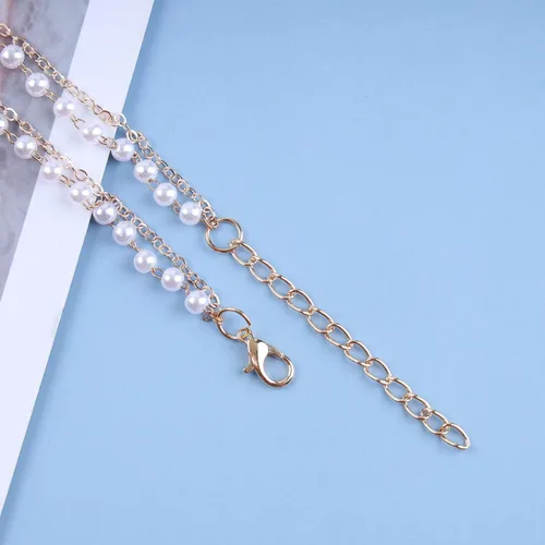Vista 8 de Gargantilla bohemia de perlas en capas, collar de perlas de cristal dorado, gargantilla de piedra lunar de cristal, collar con colgante de corazón