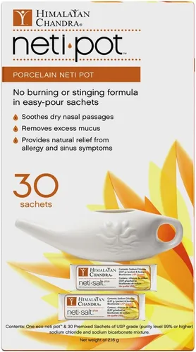 Vista 2 de Himalayan Chandra Olla Neti de porcelana con 30 sobres