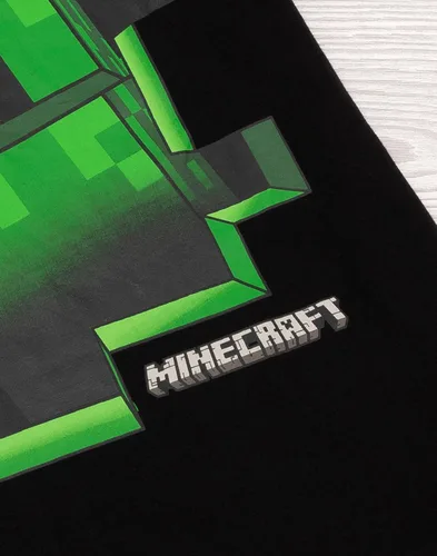 Vista 5 de Minecraft Camiseta para niños Creeper Inside Black de manga corta gamer Top Negro