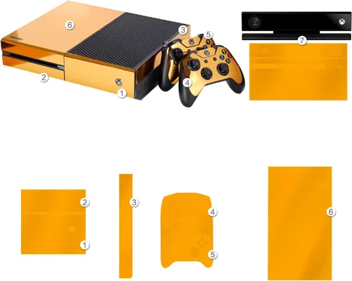 Vista 3 de NDAD Full Body Golden Protective Vinyl Skin Decal for Xbox one Console and 2PCS Xbox one Controller Skins Stickers