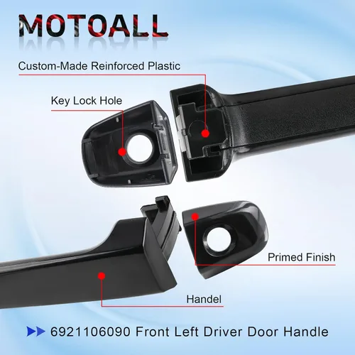 Vista 3 de MOTOALL Nuevo 6921106090 Manija de puerta exterior delantera izquierda lado del conductor para 2012-17 Toyota Camry Negro