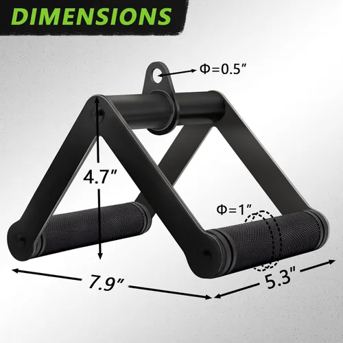 Vista 4 de Accesorio de cable de doble mango en D para entrenamiento con pesas, de acero con empuñadura de goma antideslizante (negro)