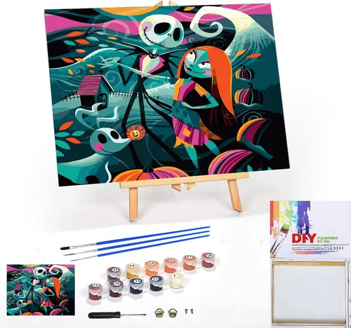 Vista 15 de Meothan Kits de pintura por números para adultos enmarcados, pintura de otoño por números para adultos principiantes, kits de pintura de calabaza