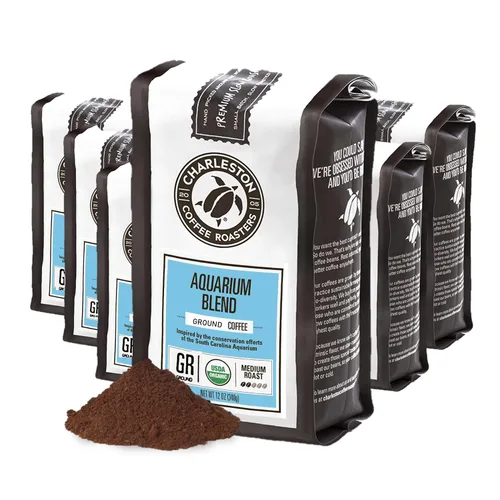 Vista 9 de Charleston Coffee Roasters Café molido orgánico especial Recogido a mano, tostado lento premium (mezcla de acuario, tostado medio) 12 onzas