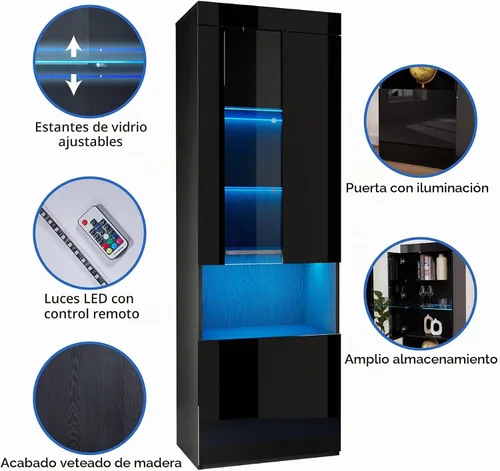 Vista 4 de AMERLIFE Juego de 3 centros de entretenimiento con chimenea de 70 pulgadas Negro
