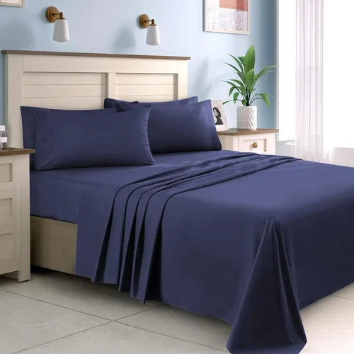 Vista 104 de HOMEIDEAS Sábanas de cama tamaño completo – Juego de 6 piezas (azul aguamarina) – Sábanas de ropa de cama de microfibra cepillada extra suave