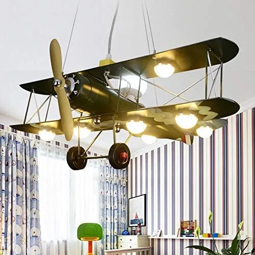 Vista 4 de LITFAD Lámpara colgante de avión LED, lámpara de techo para niños de 8