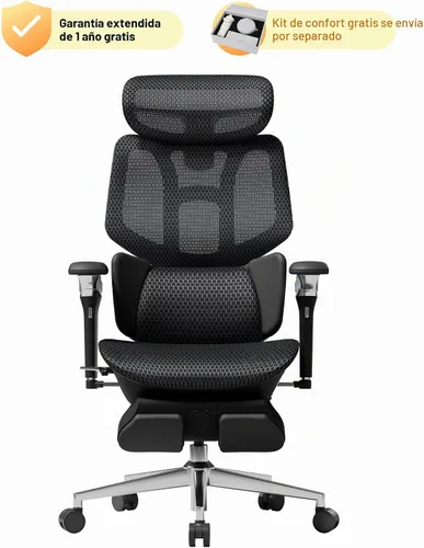 Vista 3 de Hbada X7 Silla ergonómica inteligente, silla de oficina ergonómica, seguimiento lumbar totalmente automatizado, reposacabezas ajustable 4D