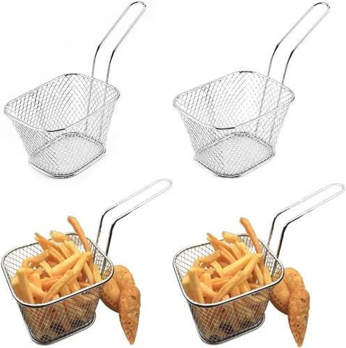Vista 12 de Cesta de Papas Fritas de 2/4/8/12 Piezas, Mini Cesta Cuadrada para Papas Fritas Francesas Portador de Chips Alimentarios Cestas de Snacks