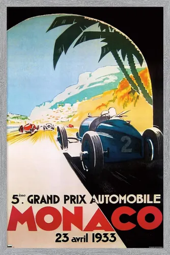Vista 12 de Trends International Grandprix Automobile Monaco 1933 - Póster de pared Versión enmarcada Barnwood