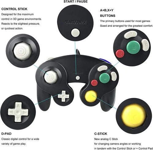Vista 4 de 4 controladores para Gamecube con 4 cables de extensión y adaptador USB de 4 puertos para Switch PC consola Wii U BPOS