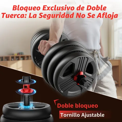 Vista 3 de FITPLAM Juego de mancuernas ajustables, 20/35/45/55/70/90 libras, juego de pesas libres con tuerca mejorada, juego de pesas 5 en 1 utilizado como
