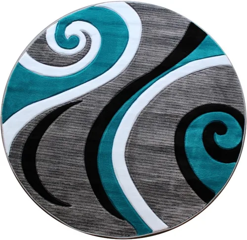 Vista 14 de Masada Sophia Collection Tapete de Bienvenida Tallado a Mano Moderno Contemporáneo Turquesa Blanco Gris Negro, Tapete de Puerta, Alfombra de Baño