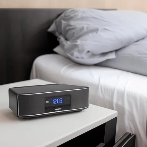 Vista 9 de Aiwa Exos Altavoz para el Hogar, Sistema de Sonido Premium de 30W RMS con Reproductor de CD, Conectividad Bluetooth, Radio FM, Entrada Digital