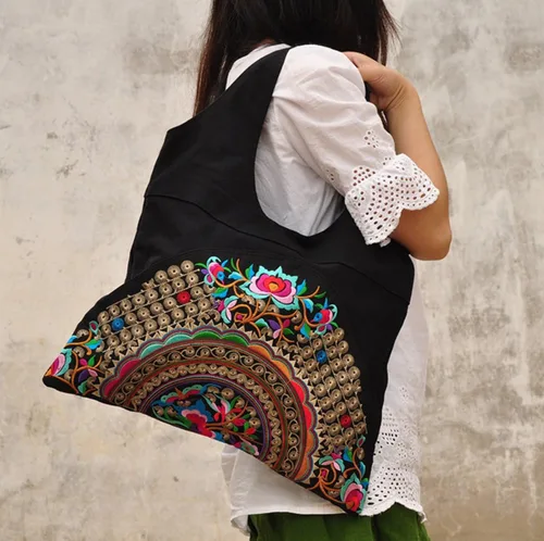 Vista 4 de Onlineb2c Bolso de hombro de lona casual bordado vintage chino