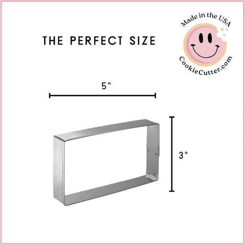 Vista 4 de Foose Cortador de galletas rectangular de 3 x 5 pulgadas, acero de placa de estaño, fabricado en EE. UU
