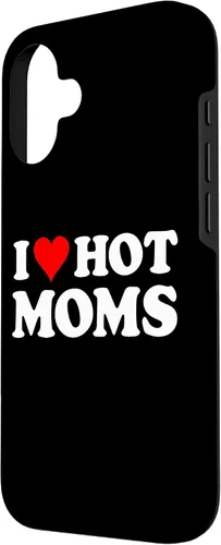 Vista 2 de Funda con texto en inglés "I Love Hot Moms Red Heart para iPhone 16