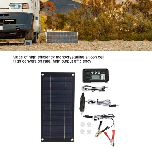 Vista 2 de Ejoyous Kit de panel solar, 600 W, cargador de panel solar monocristalino de silicio 100 A, kit de panel solar con cable de extensión, clip