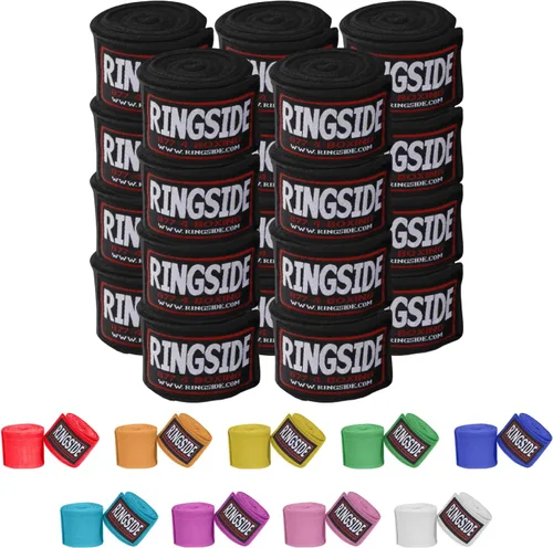 Vista 4 de Ringside Mexican Style Boxing Hand Wraps (Pairs) - 180" Semi-Elastic Cotton Blend Wrist Support with Thumb Loop for MMA, Muay Thai, Kickboxing
