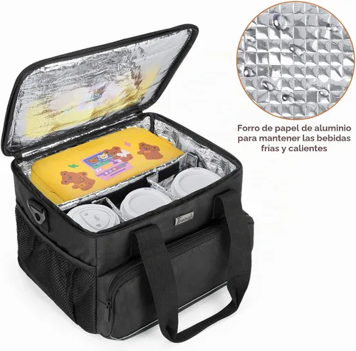 Vista 2 de Trunab - Portabebidas para 6 tazas, bolsa de mano aislada, color negro