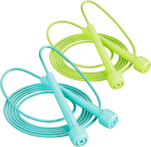 Vista 8 de Paquete de 2 cuerdas de saltar para fitness, cuerda de saltar de velocidad para hombres, niños y mujeres, cuerda de salto para entrenamiento, juego