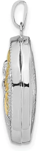 Vista 2 de Collar de cadena con dije ovalado de ángel de la guarda de plata de ley 925 chapado en oro que sostiene fotos, joyería fina para mujeres, regalos