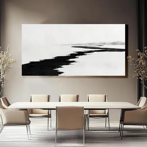 Vista 9 de SDYA Lienzo decorativo de paisaje para pared, impresiones fotográficas de animales, blanco y marrón, decoración para colgar en la pared, 24 x 48