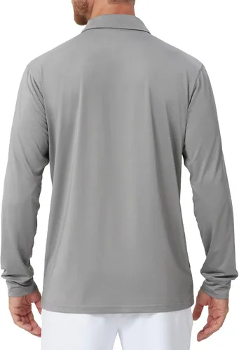 Vista 55 de NAVISKIN Camisas polo de manga larga para hombre, camisas de golf con cuello UPF 50 SPF para hombre, secado rápido, absorbe la humedad