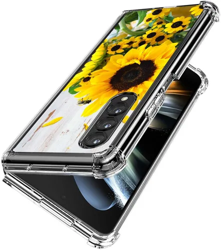 Vista 2 de Funda para Galaxy Z Fold 4, protección contra caídas de abeja de girasol, a prueba de golpes, carcasa protectora de cuerpo completo resistente a