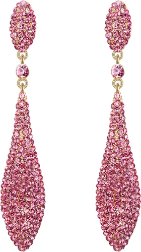 Vista 9 de EVER FAITH Pendientes colgantes de cristal austriaco para boda y baile de graduación, joyería con doble gota de agua para fiestas nupciales con 1