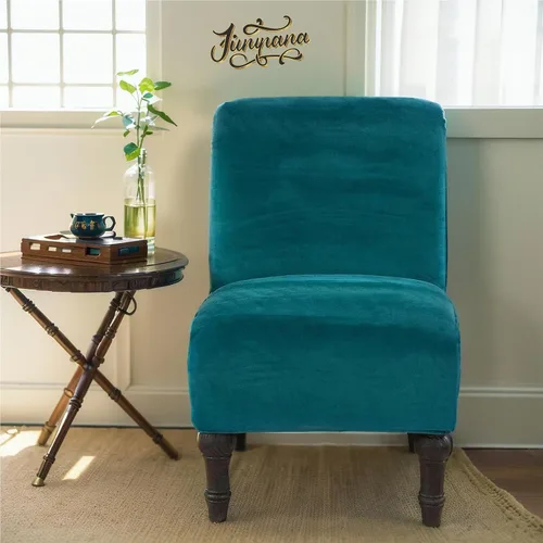 Vista 2 de JIAN YA NA Funda para Silla de Acento sin Brazos, Funda Elástica para Silla sin Brazos de Terciopelo, Fundas para Sillas sin Brazos, Funda
