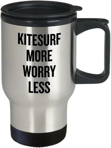 Vista 2 de Taza de viaje para kitesurf, regalo de kitesurf, más preocupación