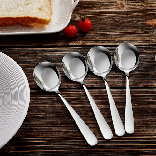 Vista 9 de KEAWELL Cucharas de sopa Louise premium de 7 pulgadas, acero inoxidable 18/10, aptas para lavavajillas (4)
