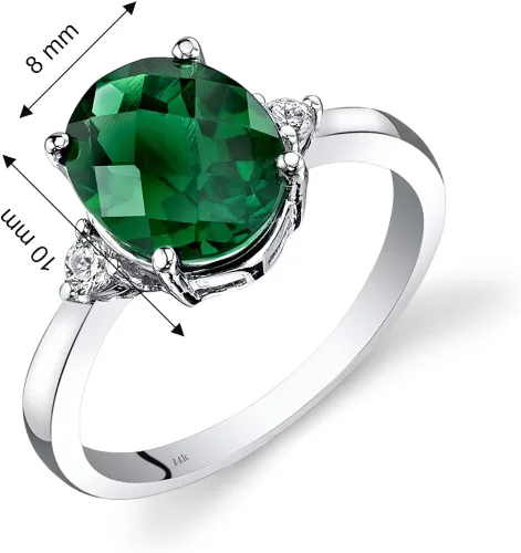 Vista 3 de Anillo de oro blanco de 14 quilates con diamantes de esmeralda de 2,50 quilates de corte ovalado