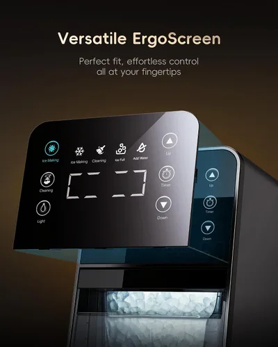 Vista 12 de ecozy Nugget Ice Maker - Encimera de hielo de guijarros masticable de 40 libras/24 horas, control de temporizador de un toque, máquina de hielo
