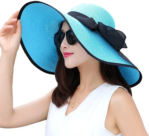 Vista 13 de FSIGOM Sombrero flexible plegable para mujer, sombrero de paja con protección solar de ala ancha, gorra de playa con protección UV de verano