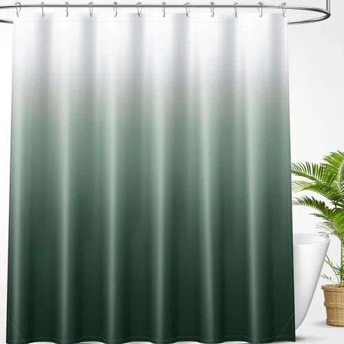 Vista 21 de OLANLY Juego de cortinas de ducha de lujo beige y blanco degradado con 12 ganchos, cortinas de ducha decorativas impermeables y lavables para baño