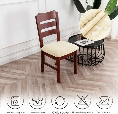 Vista 7 de Genina Fundas de Asiento de Silla Impermeables Fundas de Silla de Comedor Paquete de 2 Fundas de Asiento Elásticas para Protector de Silla
