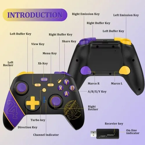 Vista 6 de UHM Xbox One Wireless Controller for Xbox OneOne SSeries SSeries XPS3PC, Xbox 1 Controller Wireless with 2.4G Adapter Programmable Dual Vibration
