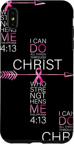 Vista 11 de Breast Cancer Phone Cases Women Philippians 4:13 Pink Cancer Case for iPhone 17