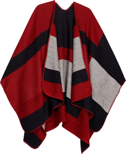 Vista 14 de Sakkas Mari - Poncho grande reversible para mujer, chal envolvente Negro