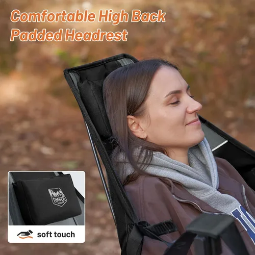 Vista 5 de TIMBER RIDGE Silla de camping hamaca con respaldo ajustable, hamaca plegable resistente que soporta 300 libras, silla hamaca portátil para camping