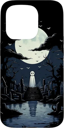 Vista 14 de iPhone 16 Ghost Halloween Cemetery Scary Creepy Case