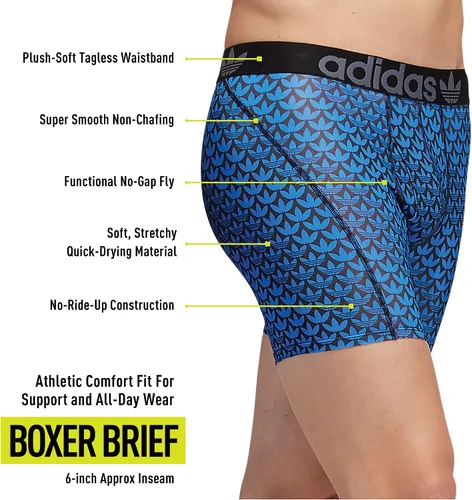 Vista 2 de adidas Originals Men's Trefoil Athletic Comfort Fit Boxer Brief Underwear (2-Pack)