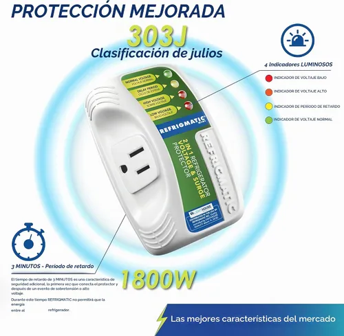 Vista 5 de Combo de dos protectores electrónicos de voltaje y sobretensión: protege tu refrigerador y lavadora contra altos y bajos voltajes, caídas de voltaje