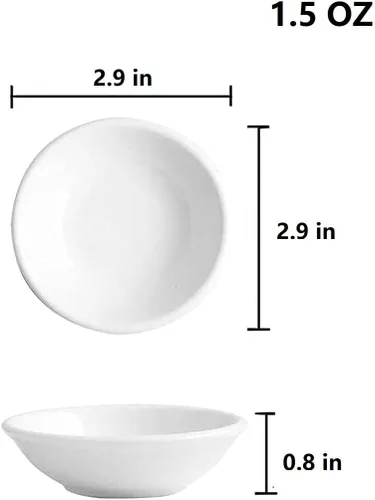 Vista 2 de Juego de platos de salsa de soja, platos irrompibles de melamina para condimentos para sushi, 1.5 onzas para servir pequeños platos de aperitivos
