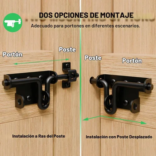 Vista 5 de Pestillo de puerta de perno deslizante resistente para valla de madera