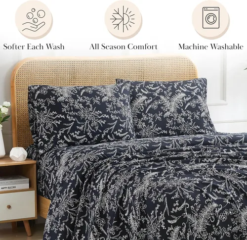 Vista 257 de Southshore Fine Living, Inc. Colección Winter Brush, juego de sábanas de 3 piezas para cama individual, sábana bajera con bolsillo profundo de 14